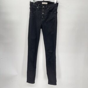 Madewell 9" Mid-Rise Skinny Jeans‎ Berkeley Black Button Through Edition Size 24